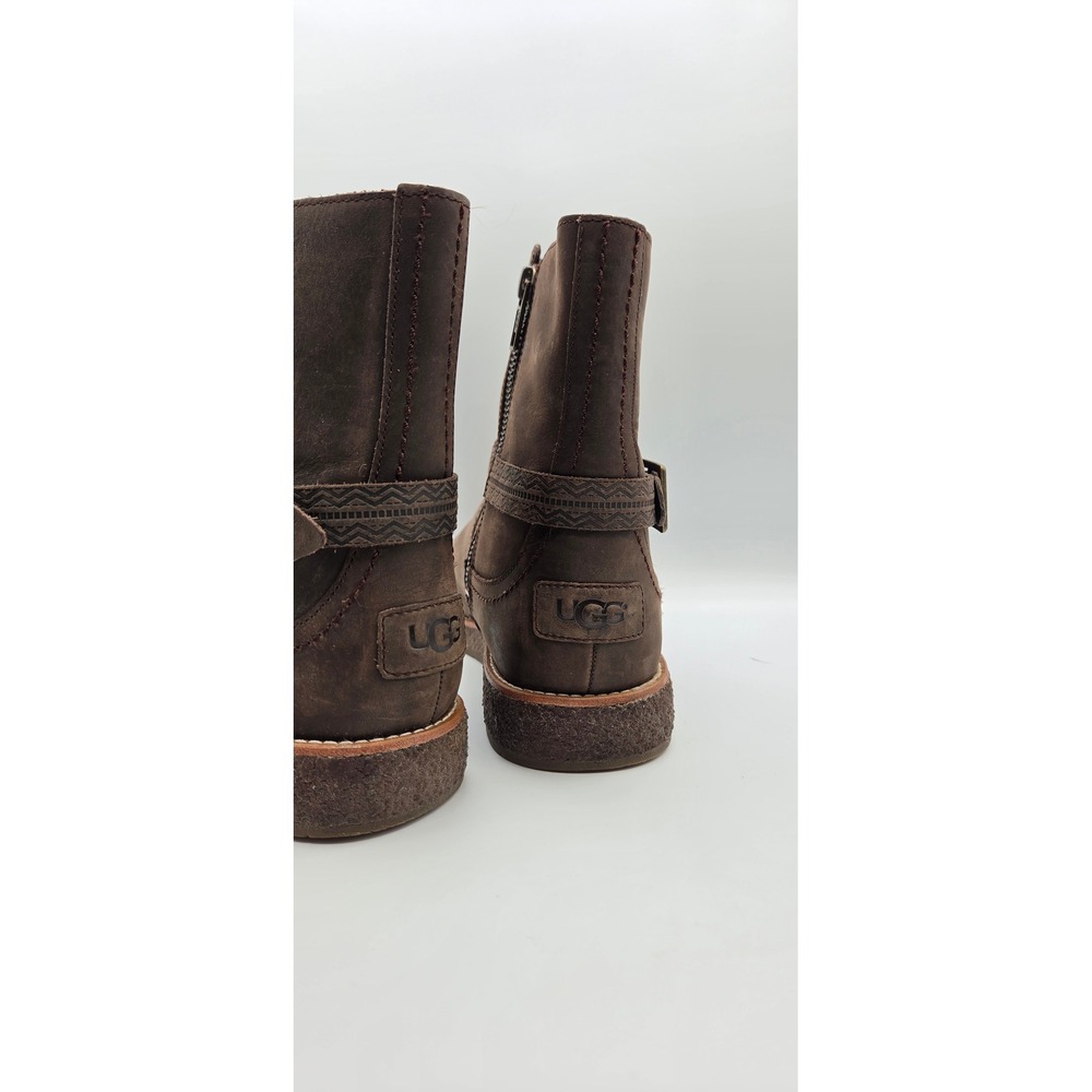 UGG Camren Women Ankle Boots Size 9 Brown Leather Shearling Buckle 1012034 - Picture 11 of 12